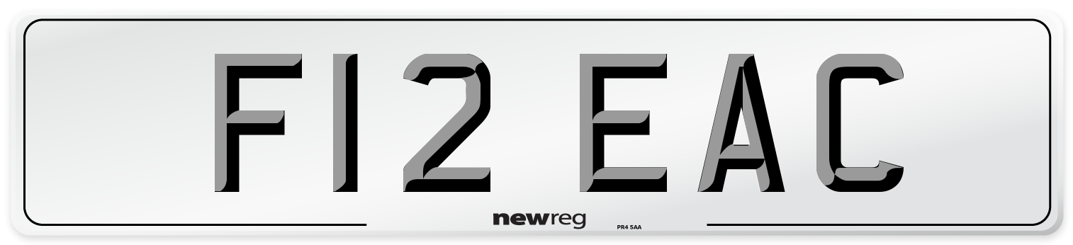 F12 EAC Number Plate from New Reg